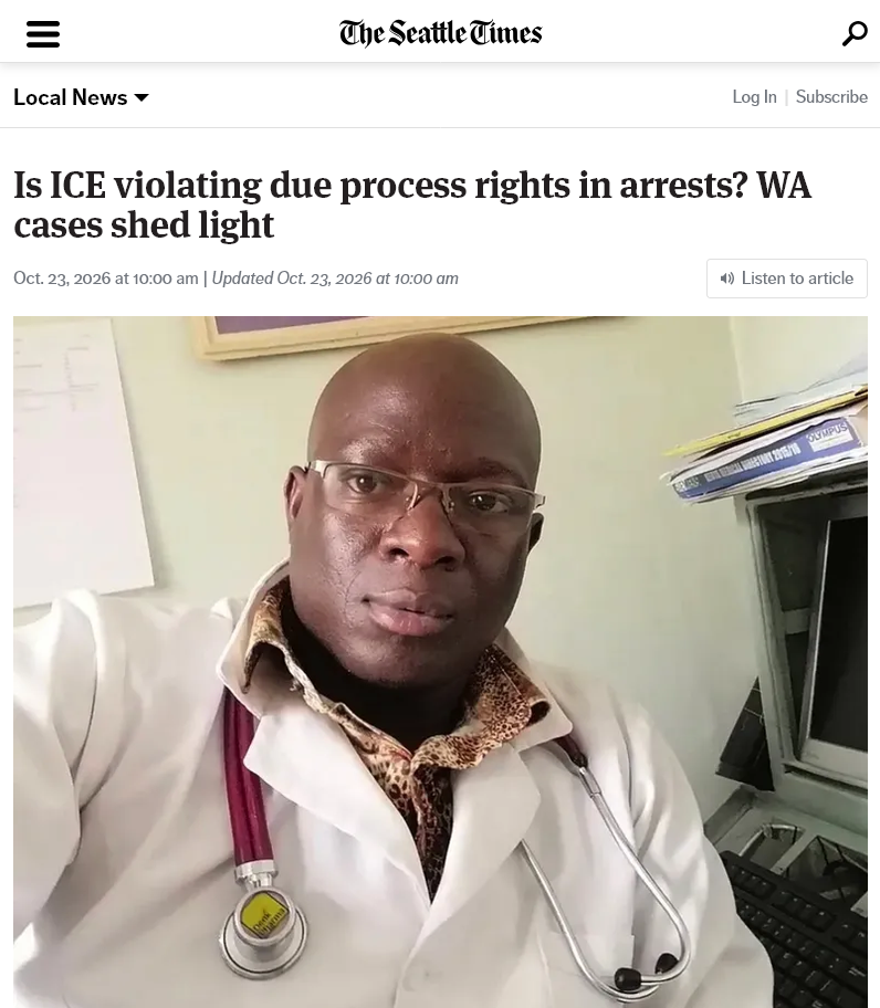 Andrea Sáenz in Seattle Times on ICE violating due process rights
